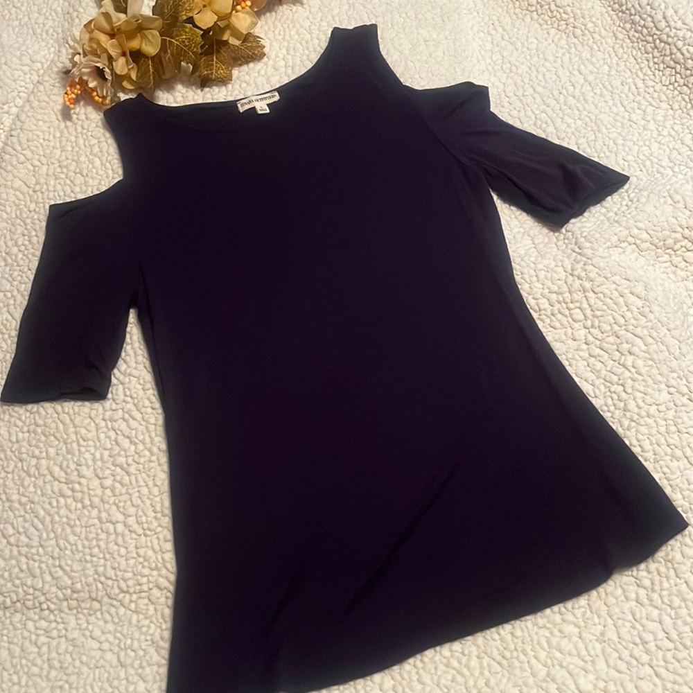 Navy Blue Cold Shoulder Shirt, Size L
